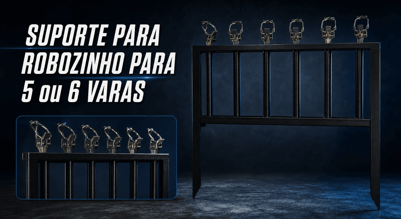 Banner de suporte para robôzinho para cinco ou seis varas
